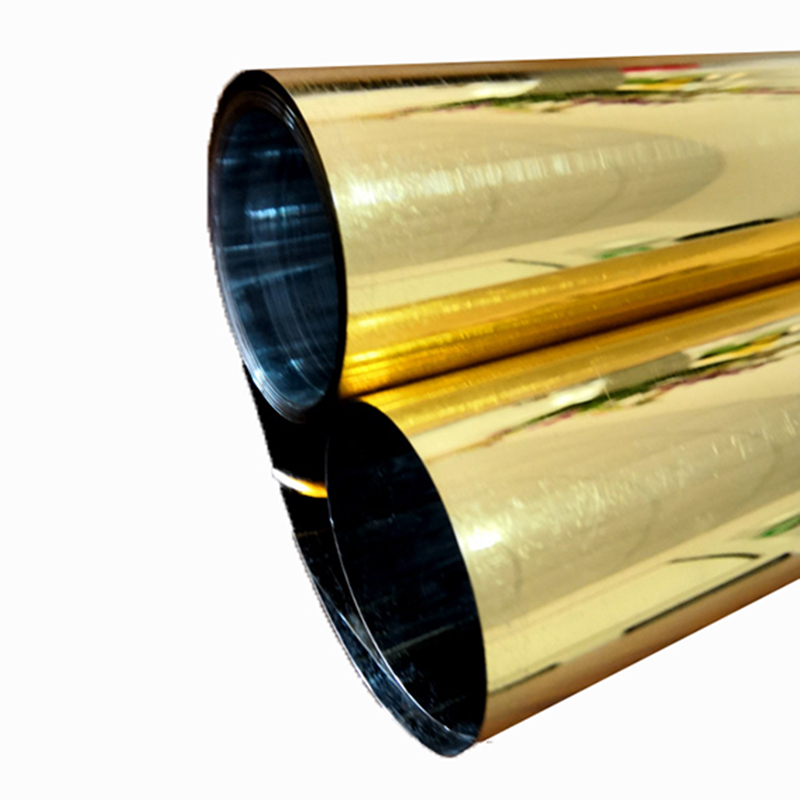 120 Micron Mylar Film High gloss Gold Metallized PET Film Rolls For Thermoforming