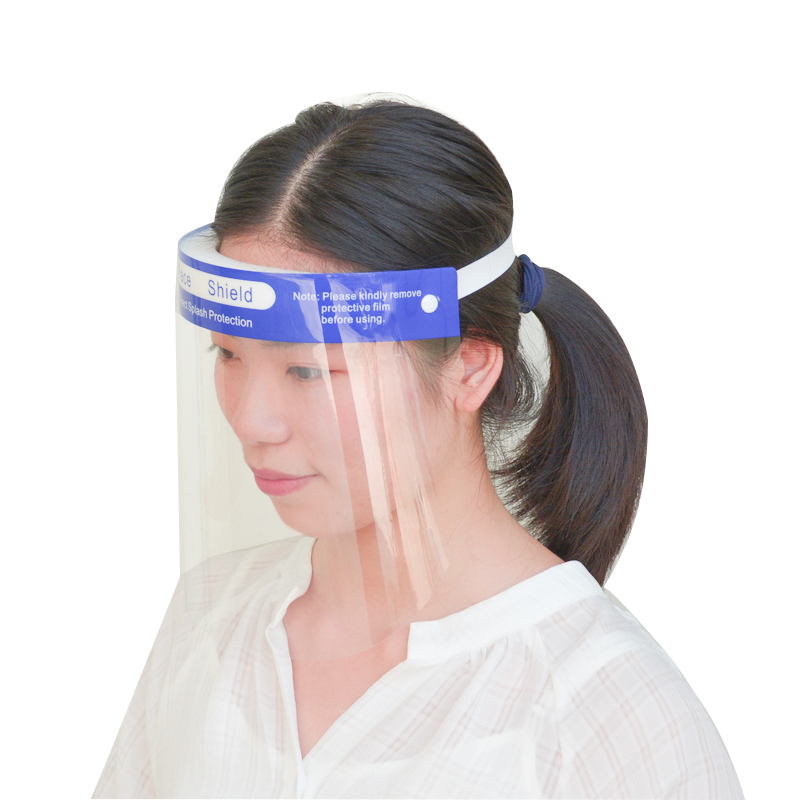 Custom Logo Reusable Full Facial Visor Transparent Plastic Face Shield Headband With Sponge